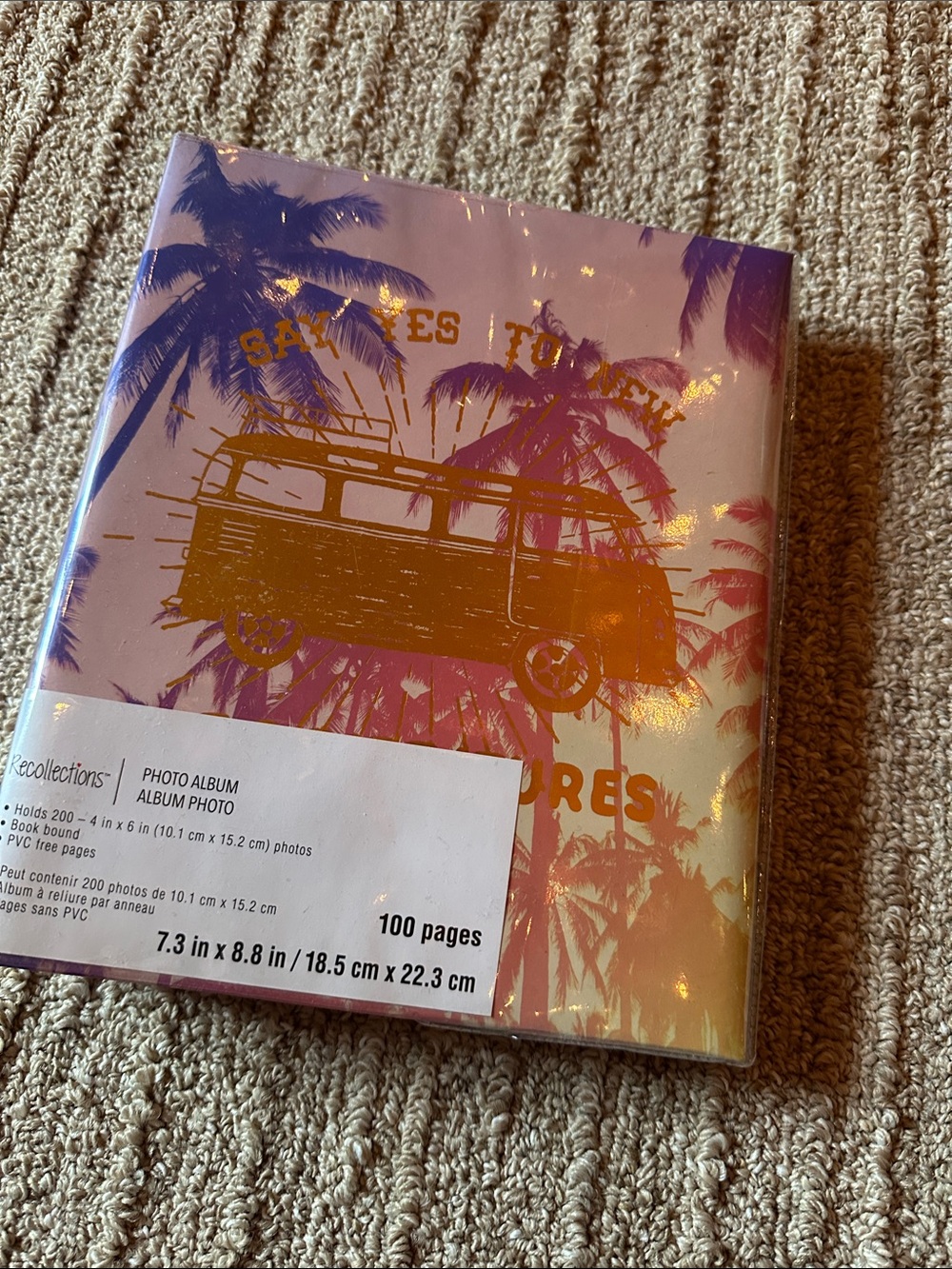 Recollections Pink and Purple Palm Tree Photo Album with Gold Van Foil